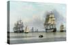 H.M.S. Britannia and Other Shipping in Calm Waters-John Of Hull Ward-Stretched Canvas