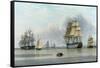 H.M.S. Britannia and Other Shipping in Calm Waters-John Of Hull Ward-Framed Stretched Canvas