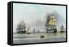 H.M.S. Britannia and Other Shipping in Calm Waters-John Of Hull Ward-Framed Stretched Canvas