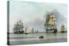 H.M.S. Britannia and Other Shipping in Calm Waters-John Of Hull Ward-Stretched Canvas