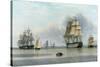 H.M.S. Britannia and Other Shipping in Calm Waters-John Of Hull Ward-Stretched Canvas