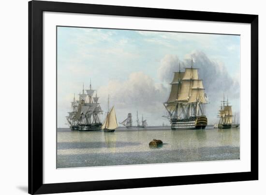 H.M.S. Britannia and Other Shipping in Calm Waters-John Of Hull Ward-Framed Giclee Print