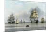 H.M.S. Britannia and Other Shipping in Calm Waters-John Of Hull Ward-Mounted Giclee Print