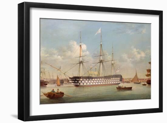 H.M.S. Britannia Lying Off Plymouth-Thomas Buttersworth-Framed Giclee Print