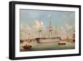 H.M.S. Britannia Lying Off Plymouth-Thomas Buttersworth-Framed Giclee Print