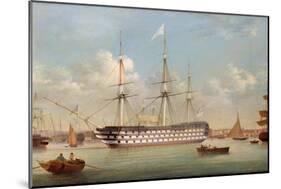 H.M.S. Britannia Lying Off Plymouth-Thomas Buttersworth-Mounted Giclee Print