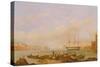 H.M.S. Brunswick at Anchor in Grand Harbour, Valletta, Malta-John Schranz-Stretched Canvas