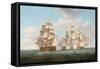 H.M.S. Ethalion in Action with the Spanish Frigate Thetis Off Cape Finisterre-Thomas Whitcombe-Framed Stretched Canvas