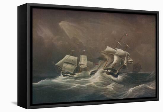 H.M.S. Indefatigable Engaging The French Droits-De-LHomme,1797, 1829-Edward Duncan-Framed Stretched Canvas