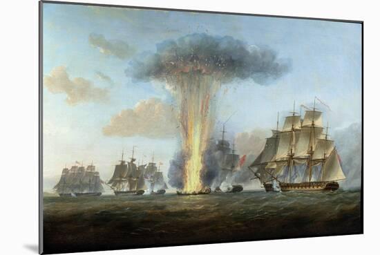 H.M.S. 'Lively' Capturing the Spanish Frigate 'Clara' Off Cape St. Mary, C.1806-Nicholas Pocock-Mounted Giclee Print