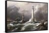 H.M.S. 'Lord Warden' off the Eddystone Lighthouses, 1882-Richard Bridges Beechey-Framed Stretched Canvas