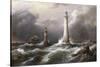 H.M.S. 'Lord Warden' off the Eddystone Lighthouses, 1882-Richard Bridges Beechey-Stretched Canvas
