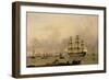 H.M.S. Queen Sailing out of Portsmouth Harbour-John Of Hull Ward-Framed Giclee Print