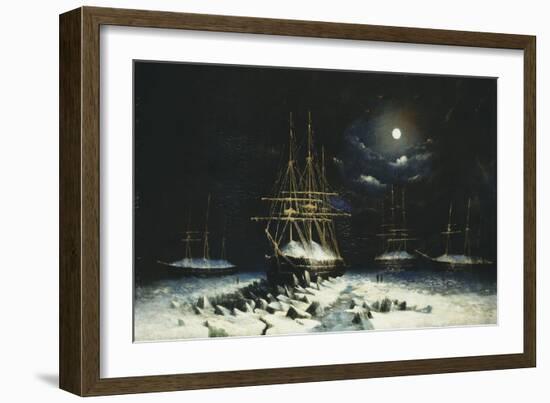H.M.S Resolute, Assistance, Intrepid and Pioneer wintering in the Arctic, 1850-51-null-Framed Giclee Print