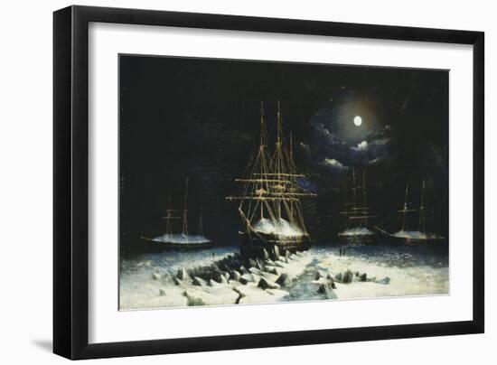 H.M.S Resolute, Assistance, Intrepid and Pioneer wintering in the Arctic, 1850-51-null-Framed Giclee Print