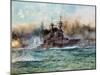 H.M.S Vanguard at the Battle of Jutland, 1924-Charles Edward Dixon-Mounted Premium Giclee Print