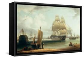 H.M.S. Victory and H.M.S. Prince in Portsmouth Harbour-William Anderson-Framed Stretched Canvas