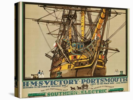 H.M.S. Victory, Portsmouth, Poster Advertising Southern Electric Railways-Kenneth Shoesmith-Stretched Canvas