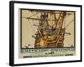 H.M.S. Victory, Portsmouth, Poster Advertising Southern Electric Railways-Kenneth Shoesmith-Framed Giclee Print