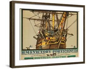 H.M.S. Victory, Portsmouth, Poster Advertising Southern Electric Railways-Kenneth Shoesmith-Framed Giclee Print