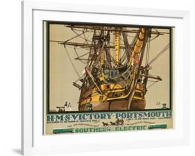 H.M.S. Victory, Portsmouth, Poster Advertising Southern Electric Railways-Kenneth Shoesmith-Framed Giclee Print