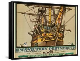 H.M.S. Victory, Portsmouth, Poster Advertising Southern Electric Railways-Kenneth Shoesmith-Framed Stretched Canvas