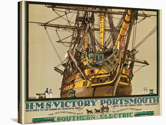 H.M.S. Victory, Portsmouth, Poster Advertising Southern Electric Railways-Kenneth Shoesmith-Stretched Canvas