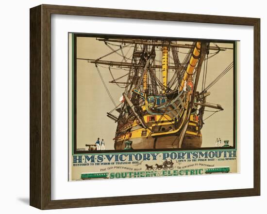 H.M.S. Victory, Portsmouth, Poster Advertising Southern Electric Railways-Kenneth Shoesmith-Framed Giclee Print