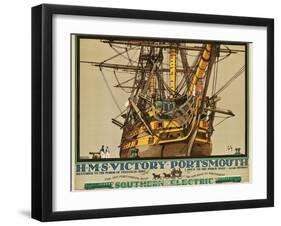 H.M.S. Victory, Portsmouth, Poster Advertising Southern Electric Railways-Kenneth Shoesmith-Framed Giclee Print