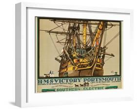 H.M.S. Victory, Portsmouth, Poster Advertising Southern Electric Railways-Kenneth Shoesmith-Framed Giclee Print