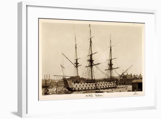 H.M.S. Victory, Sailing Ship, Canonship, Port-null-Framed Giclee Print