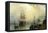 H.M.S. War Sprite off Greenwich, London-Claude T. Stanfield Moore-Framed Stretched Canvas