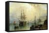 H.M.S. War Sprite off Greenwich, London-Claude T. Stanfield Moore-Framed Stretched Canvas