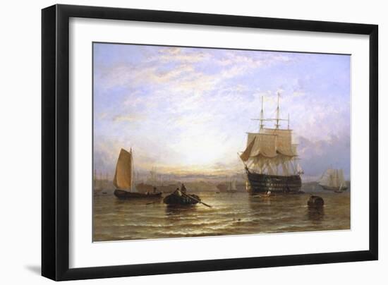 H.M.S. Wellington in Portsmouth Harbor-George Stainton-Framed Giclee Print