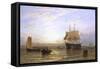 H.M.S. Wellington in Portsmouth Harbor-George Stainton-Framed Stretched Canvas