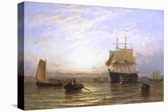 H.M.S. Wellington in Portsmouth Harbor-George Stainton-Stretched Canvas