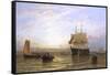 H.M.S. Wellington in Portsmouth Harbor-George Stainton-Framed Stretched Canvas