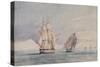 H.M. Ships Erebus and Terror in the Ross Sea (W/C on Paper)-John Edward Davis-Stretched Canvas