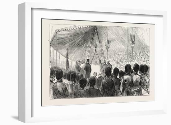 H.R.H. the Duke of Edinburgh Laying the Foundation Stone of the New National Opera House-null-Framed Giclee Print