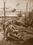Lance-Corporal C C Parrott Carrying Messages on His Motor-Bicycle Along Roads Swept by Shellfire-H. Ripperger-Giclee Print