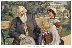 Johannes Brahms German Musician with Child Friends-H. Schubert-Stretched Canvas