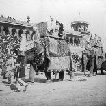 An Elephant Outside the Railway Station at Delhi, India, 1900s-H & Son Hands-Giclee Print