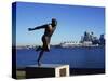 H W Jerome Statue with the City Skyline of Vancouver in the Background, British Columbia, Canada-Hans Peter Merten-Stretched Canvas