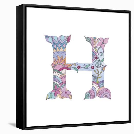 H-Green Girl-Framed Stretched Canvas