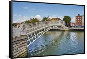 Ha'penny Bridge across the River Liffey, Dublin, Republic of Ireland, Europe-Nigel Hicks-Framed Stretched Canvas