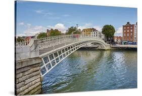 Ha'penny Bridge across the River Liffey, Dublin, Republic of Ireland, Europe-Nigel Hicks-Stretched Canvas