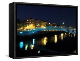 Ha' Penny Bridge over River Liffey, Dublin, Ireland-Alan Klehr-Framed Stretched Canvas