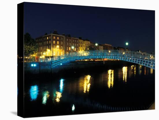 Ha' Penny Bridge over River Liffey, Dublin, Ireland-Alan Klehr-Stretched Canvas