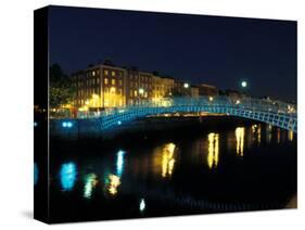 Ha' Penny Bridge over River Liffey, Dublin, Ireland-Alan Klehr-Stretched Canvas