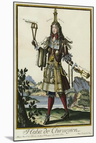 Habit de Chirurgien (A Fantasy Costume of a Surgeon with Various Attributes of His Profession)-null-Mounted Giclee Print